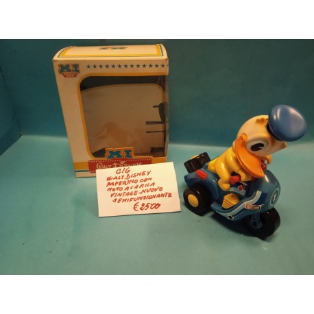 Paperino Walt Disney con Moto a Carica  Funzionante Vintage Nuovo