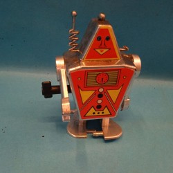 Mini Super Silver Walking Robot Rosso e Argento a Carica Ales Vintage Usato