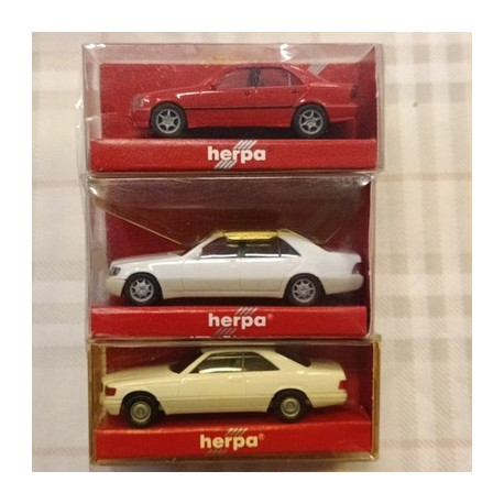 MERCEDES MB - lotto 3 mod. - 560 SEC + CKL Facelift + 600 SEL - 1/87 H0 - Herpa