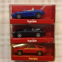 PORSCHE - lotto 3 mod. - Boxter + C4 Cab + 928 S4 - 1/87 H0 - Herpa art.vv