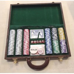 Valigetta Poker in eco pelle tipo pitone marrone cm 40x20x8  Nuovo 