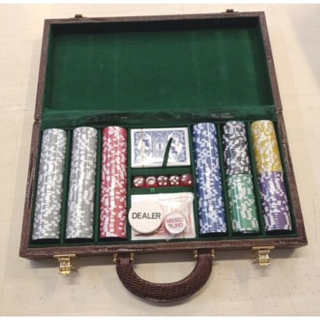 Valigetta Poker in eco pelle tipo pitone marrone cm 40x20x8  Nuovo 