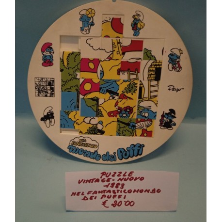 Puzzle del Fantastico Mondo dei Puffi tipo Gioco del 15 Vintage